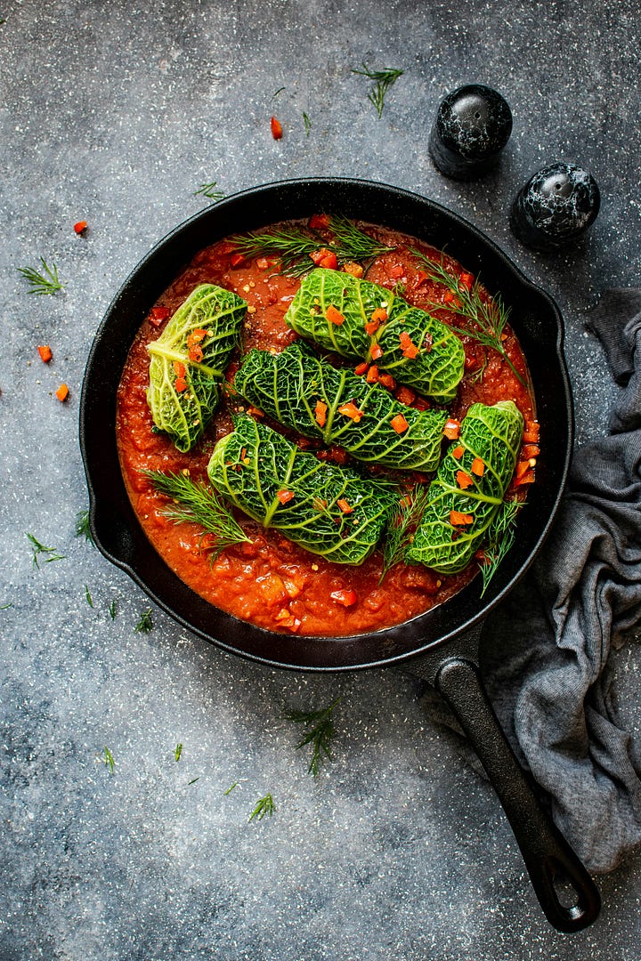 cabbage rolls and napa cabbage