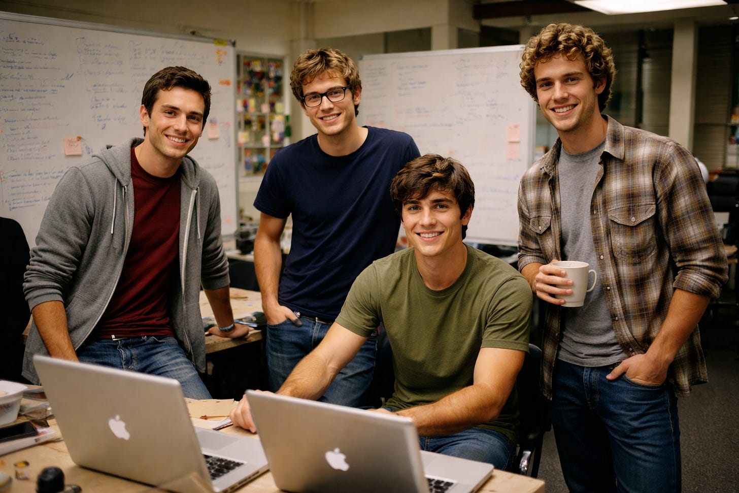 Early stage startup founders working together in a small office Early stage startup founders working together in a small office