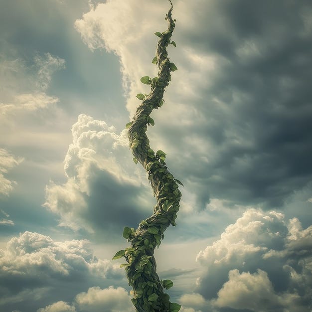 Giant Beanstalk Reaching Up to the Clouds | Premium AI-generated image