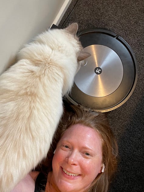 Sam getting inappropriately intimate with Jonny 7, her robot vacuum cleaner
