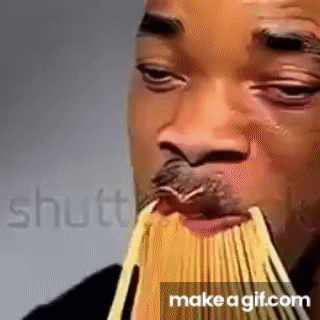 Side-by-side GIFs of AI-generated videos of Will Smith eating spaghetti from 2023 and 2025.