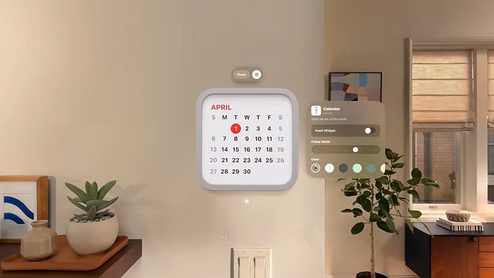 VisionOS 26 pinned widgets