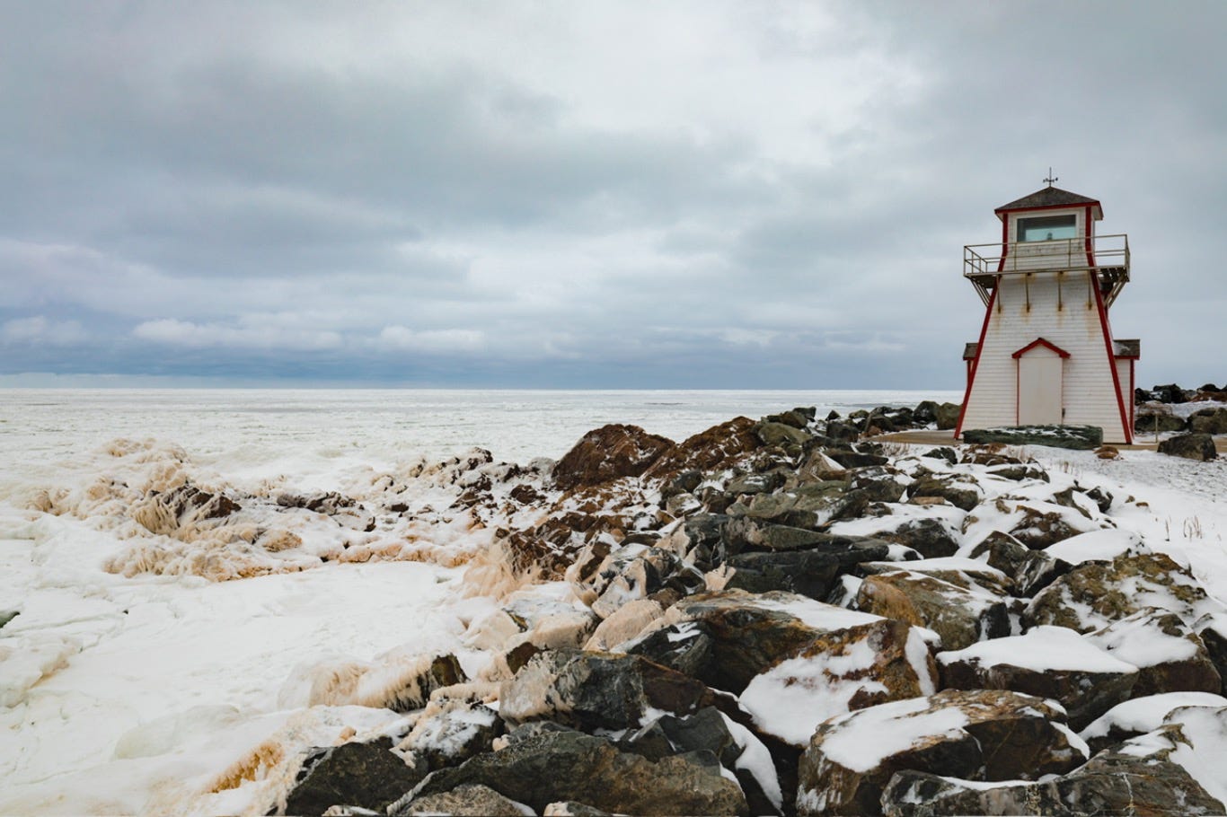 Frozen seashore at Arisaig Lighthouse in Antigonish County, Nova Scotia, NS, Canada Frozen seashore at Arisaig Lighthouse in Antigonish County, Nova Scotia, NS, Canada