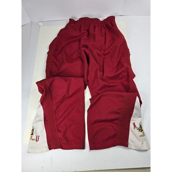 DeLong Vintage University KU Nylon Track Pants Cheerleader Sweats School Size 12 - Picture 1 of 10