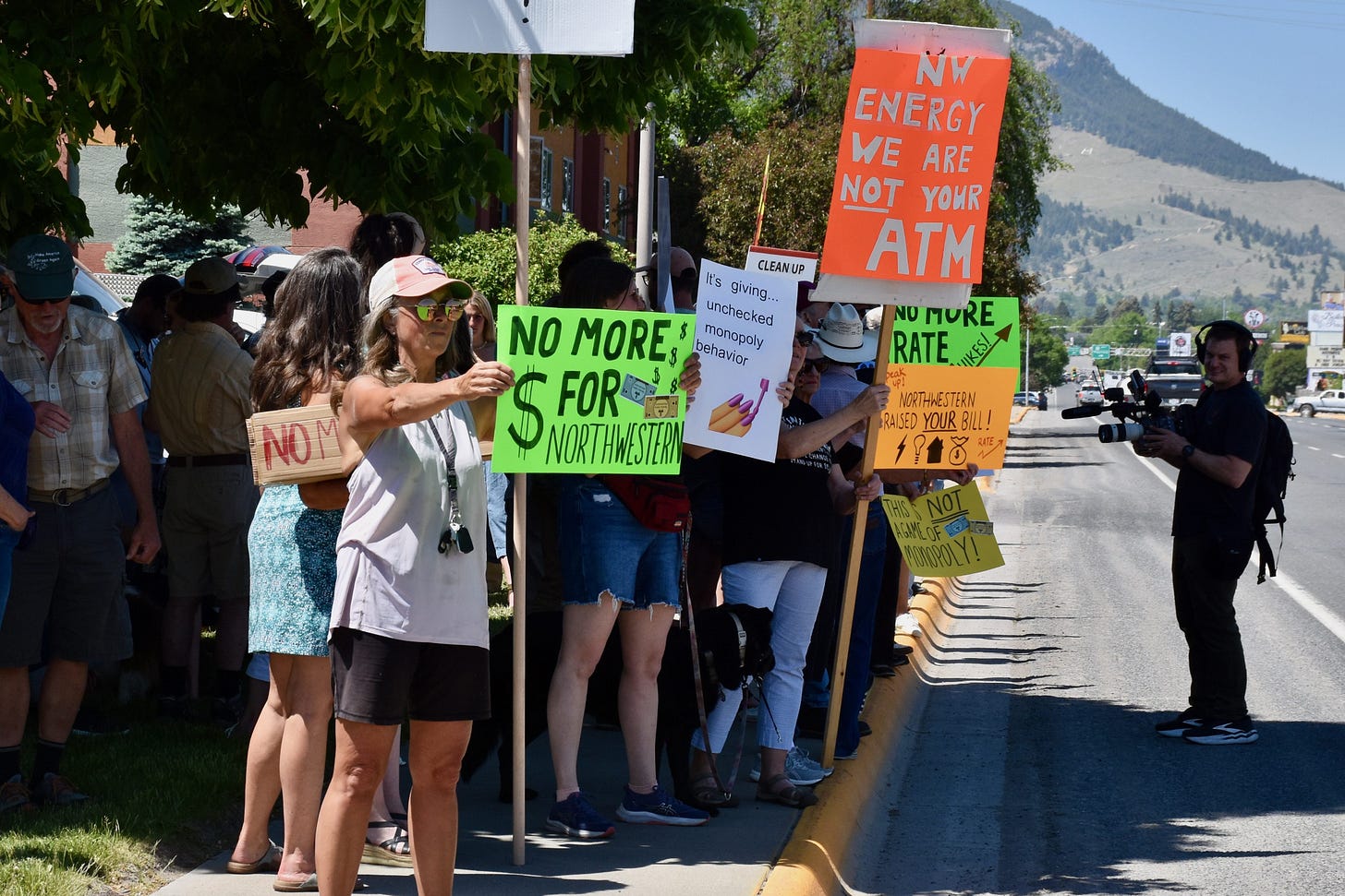 Protestors on a sidewalk. Protestors on a sidewalk.