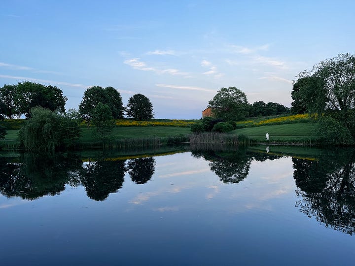four pictures of lakes and ponds