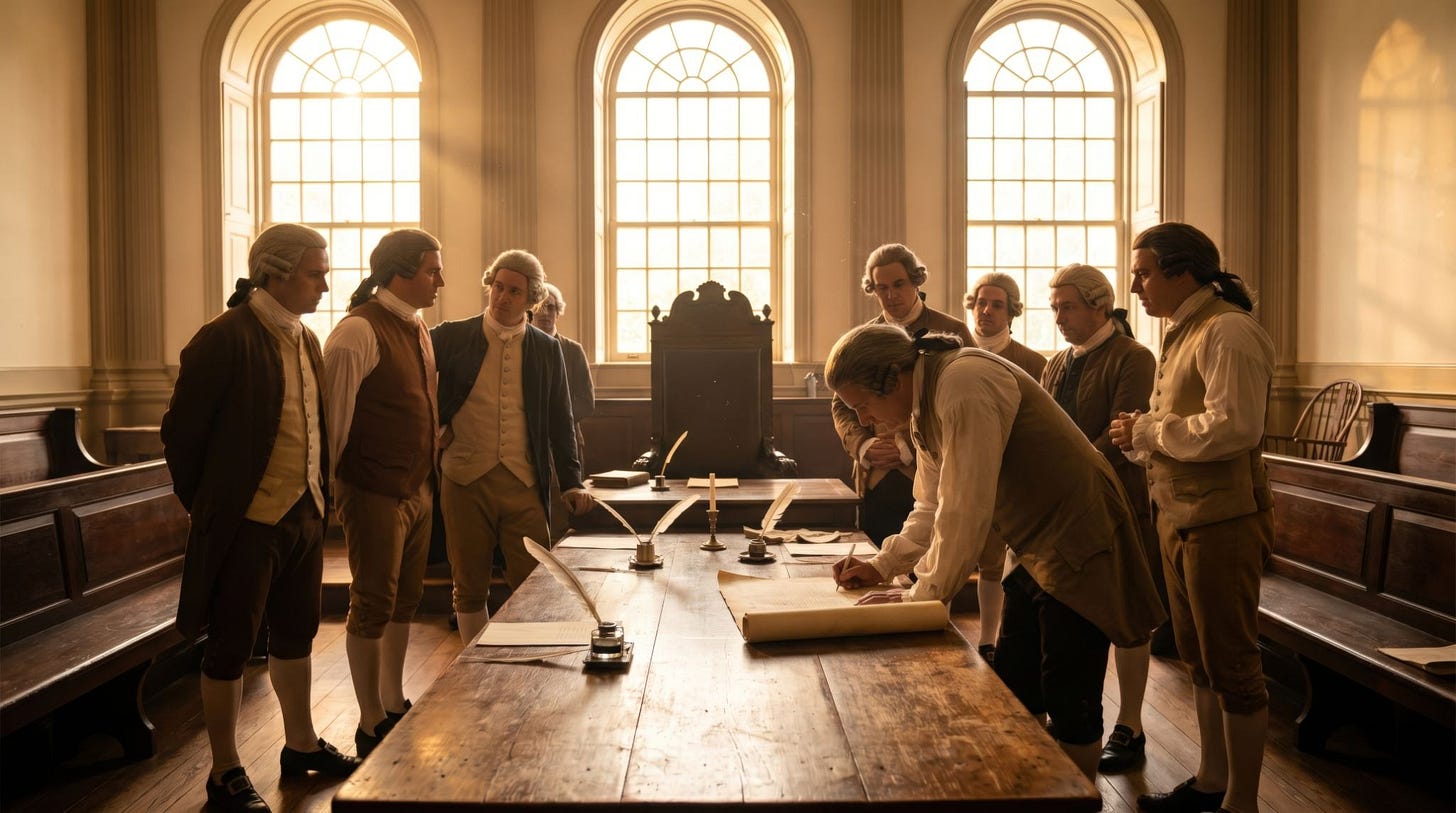 Founding Fathers drafting Declaration of Independence