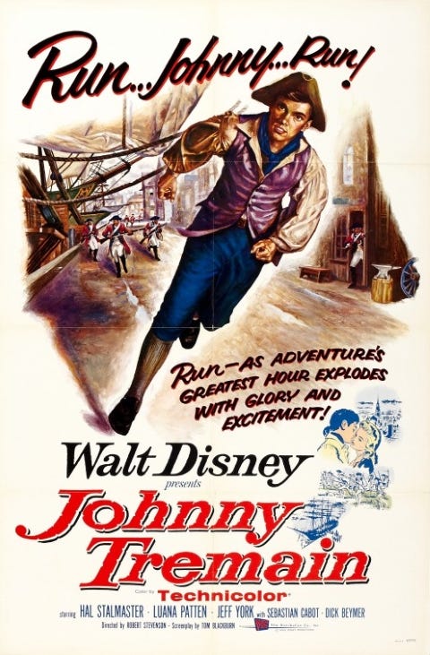 Original theatrical release poster for Walt Disney's Johnny Tremain