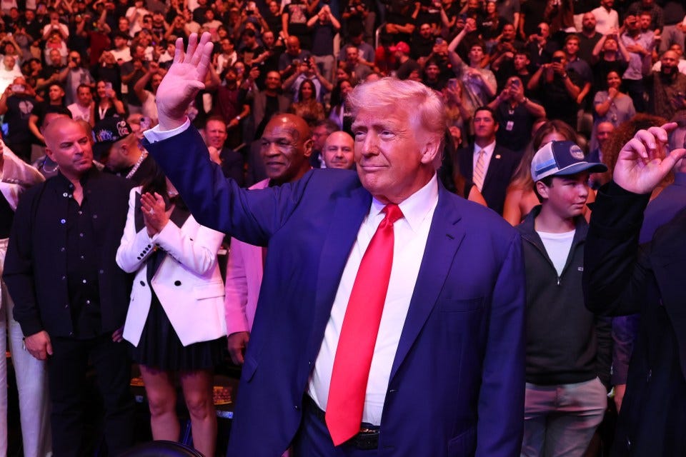 President Trump speaking at a rally.