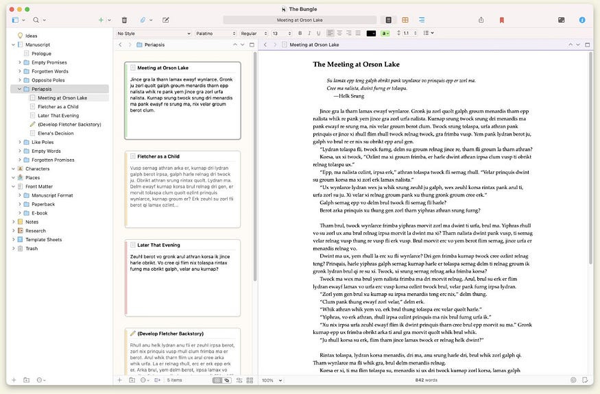 Photo of Scrivener's UI Photo of Scrivener's UI