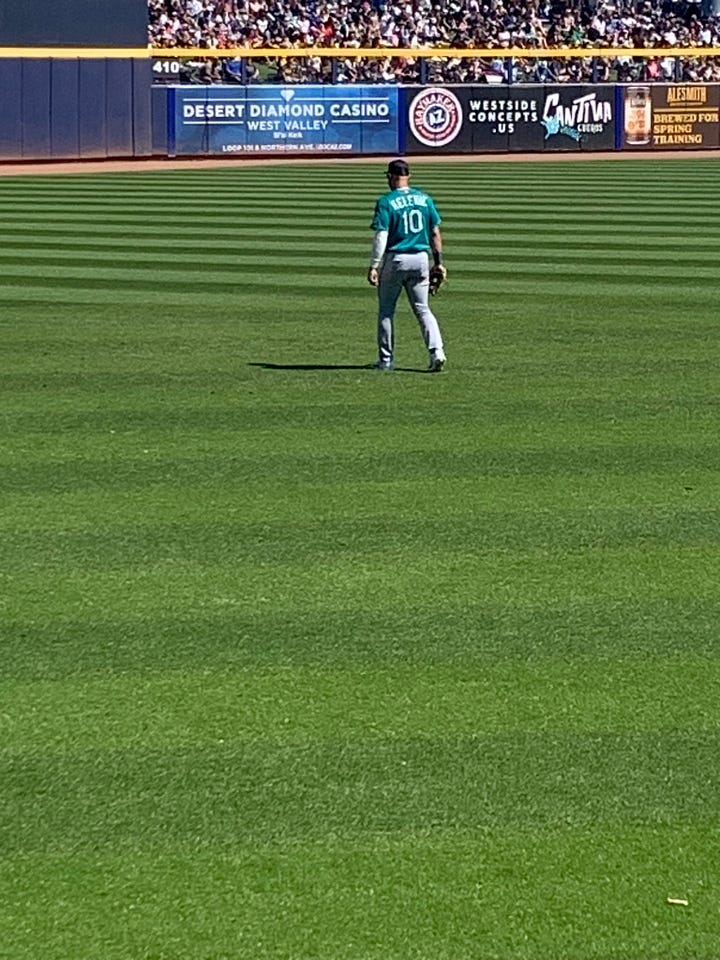 Kelenic roams left field 