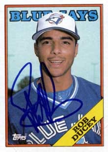 Rob Ducey Autograph on a 1988 Topps Baseball Card (#438 | <a href='../baseball_cards/baseball_cards_oneset.php?s=1988top08' title='1988 Topps Baseball Card Checklist'>Checklist</a>) Rob Ducey Autograph on a 1988 Topps Baseball Card (#438 | <a href='../baseball_cards/baseball_cards_oneset.php?s=1988top08' title='1988 Topps Baseball Card Checklist'>Checklist</a>)