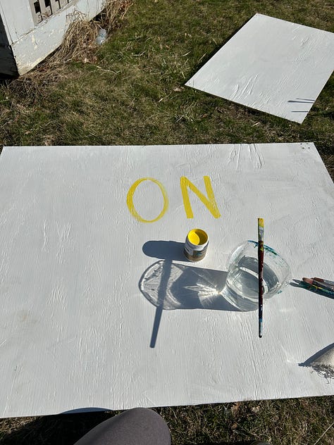 painting the diy lemonade stand