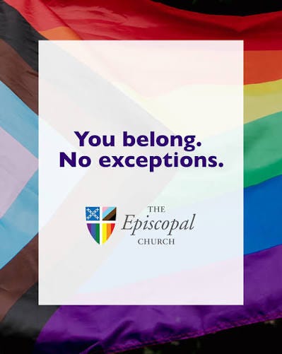 🌈 Happy Pride Month! 🌈 This June, we joyfully celebrate the beautiful  diversity of God's creation and honor the LGBTQ+ community—beloved,  affirmed, and made in God's image. For decades, LGBTQ+ Episcopalians and