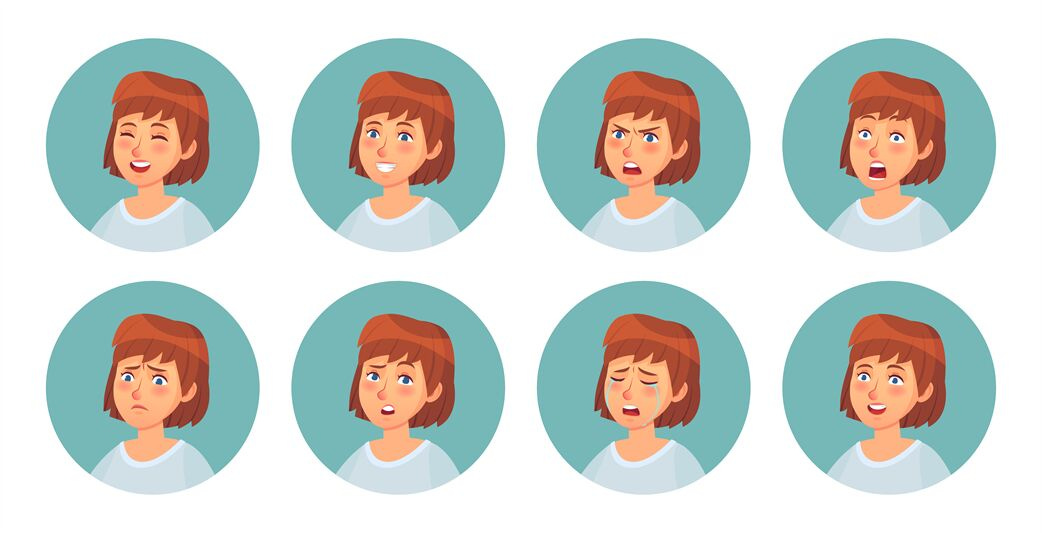 Cartoon womens emotions. Female character facial emotion, happy smilin By Tartila | TheHungryJPEG.com Cartoon womens emotions. Female character facial emotion, happy smilin By Tartila | TheHungryJPEG.com