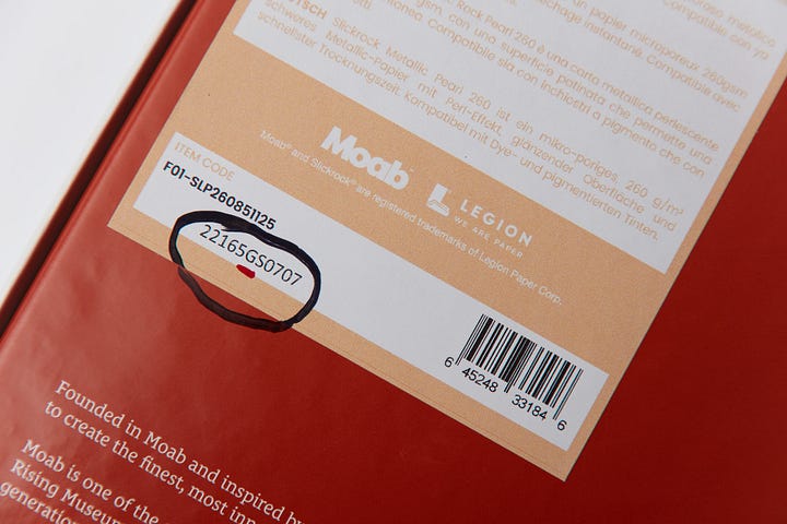 Moab paper codes to look for regarding grain direction