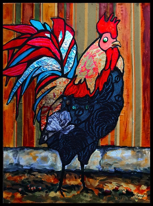 Colourful collage of a rooster by COA
