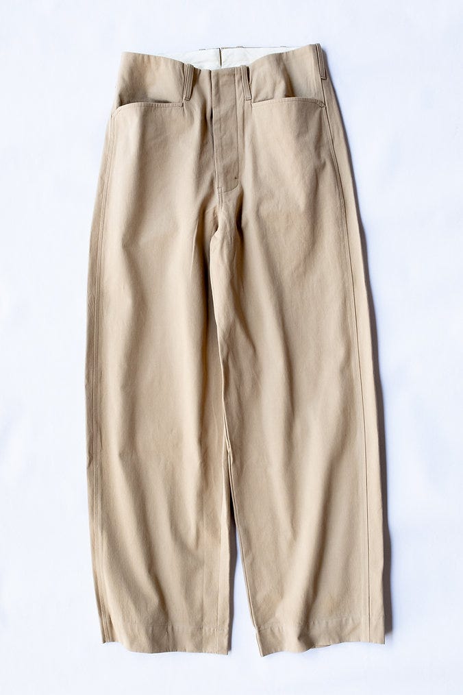 Media: Factor's Button Pipe Leg Trouser in Khaki Twill