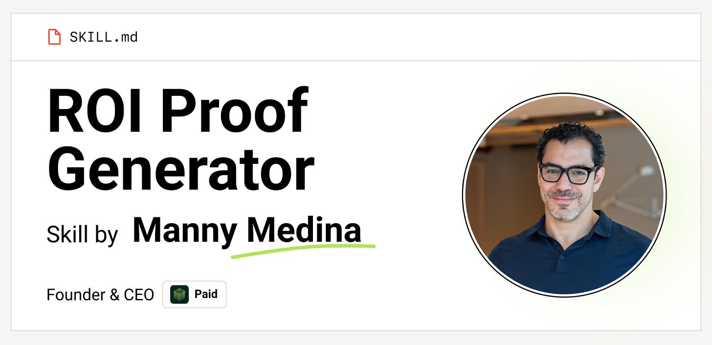 ROI proof generator skill banner by Manny Medina ROI proof generator skill banner by Manny Medina