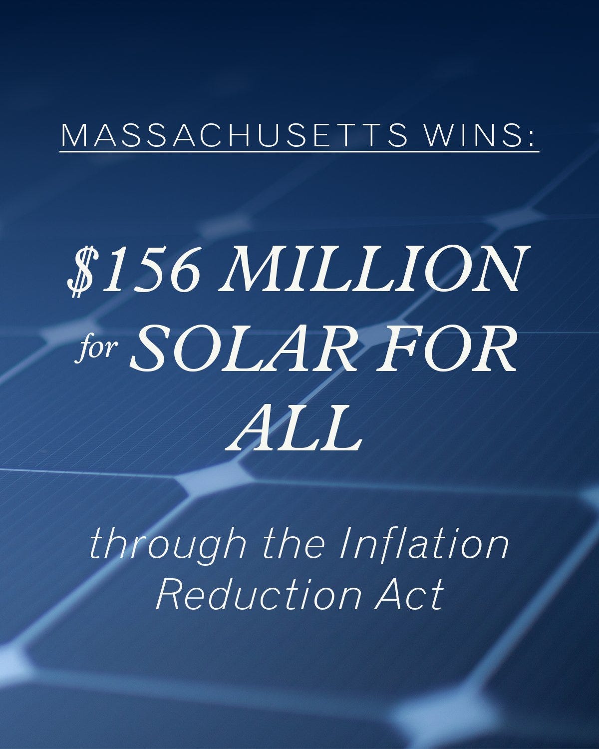 Governor Maura Healey on X: "Big win for Team Massachusetts! ☀️ With a  statewide strategy that combines housing affordability and climate action,  we're bringing home $156M in federal dollars for solar energy –
