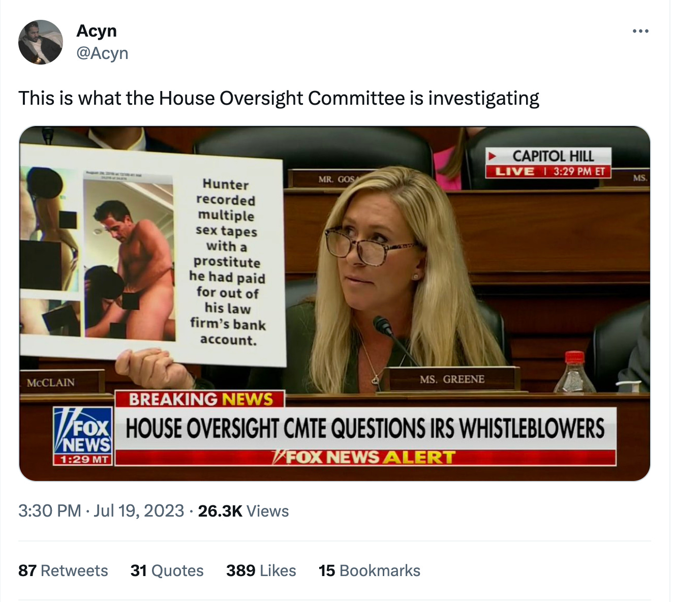 Marge showing posters of Hunter Biden getting a beej in Congress Marge showing posters of Hunter Biden getting a beej in Congress