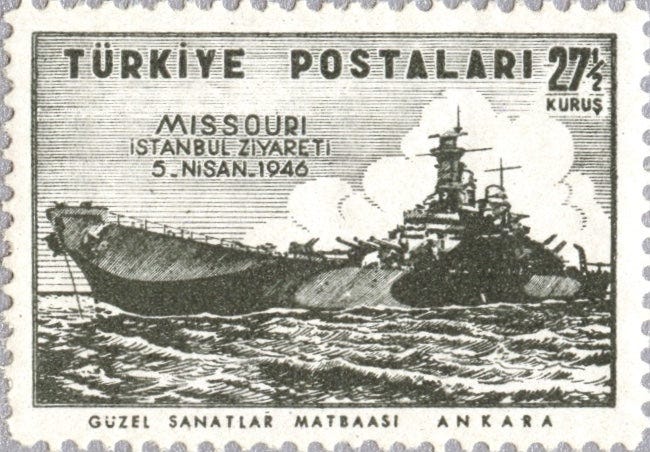 940-942 Turkey - Visit of the USS Missouri to Istanbul (MNH) – Eastern  Europe Postage Stamps | Hungaria Stamp Exchange