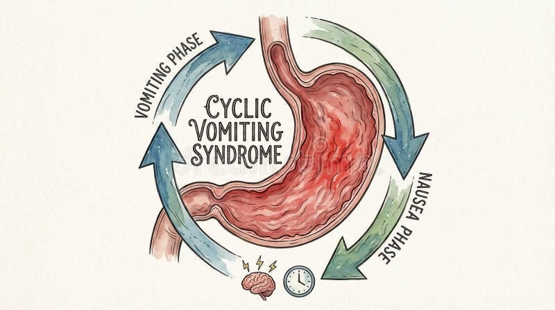 Medical Illustration of Cyclic Vomiting Syndrome Phases and Human ...