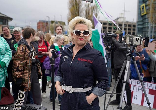 Women's rights activist 'Posie Parker' (real name Kellie-Jay Keen) during a Let Women Speak rally in Belfast in April last year