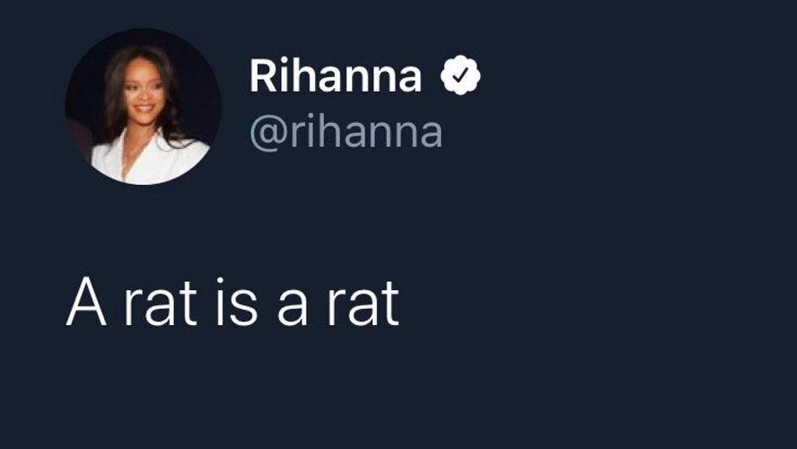 Belén Aguilera on Twitter: "Como dijo rihanna: a rat is a ... Belén Aguilera on Twitter: "Como dijo rihanna: a rat is a ...