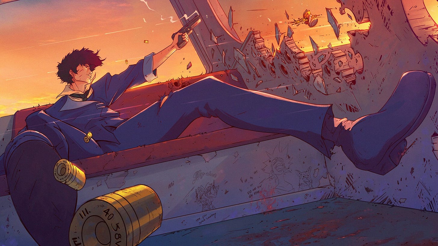 Spike Spiegel HD Wallpaper | Iconic Cowboy Bebop Anime Scene by Romain  Lefevre