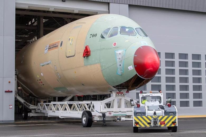 First A350F fuselage sections at Toulouse final assembly line