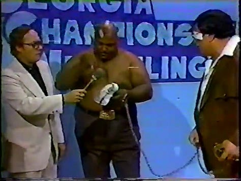 Mike Davis, Gene and Ole Anderson, Abdullah The Butcher and Wahoo McDaniel, Terry Taylor