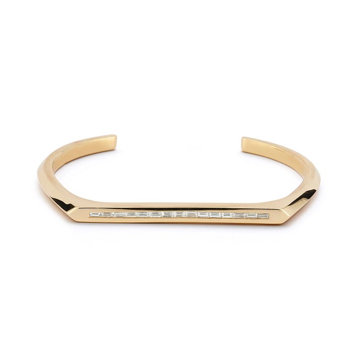 Dana Rebecca Designs 14k Gold Reese Brooklyn Knife Edge Baguette Cuff
