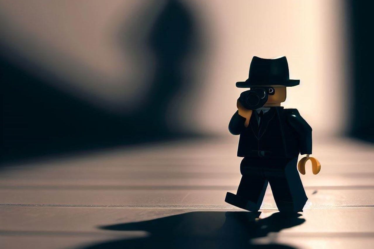 Lego spy figure holding a binoculars Lego spy figure holding a binoculars
