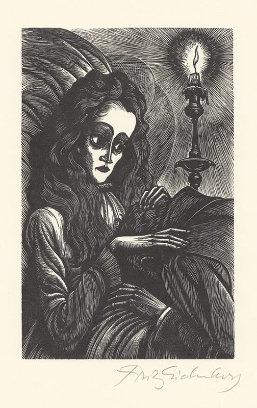 Ligelia, illustration for "Tales of Edgar Allan Poe" by Fritz Eichenberg |  Annex Galleries Fine Prints