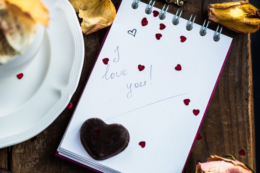 I love you note in the Valentine Day Settings I love you note in the Valentine Day Settings