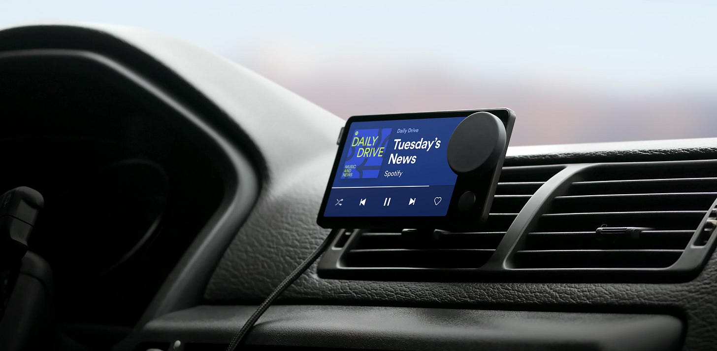 Car Thing mounted on car dashboard