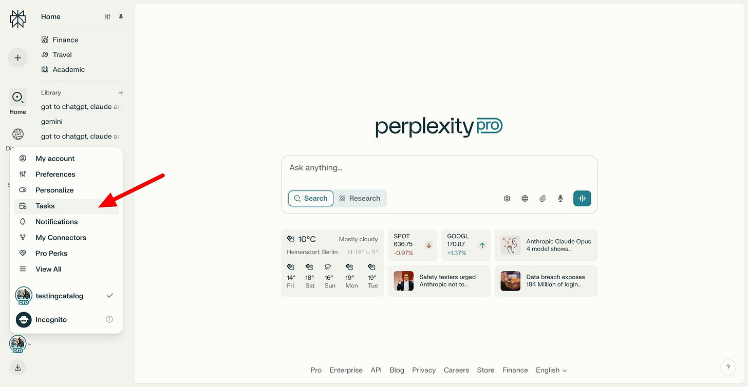 Perplexity prepares Scheduled Tasks to automate the web