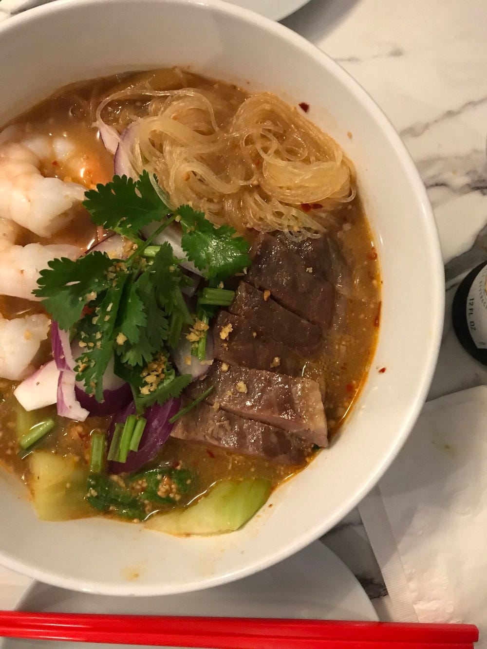 Tom Yum Soup Noodles with Shrimp, Pomelo NOLA Tom Yum Soup Noodles with Shrimp, Pomelo NOLA