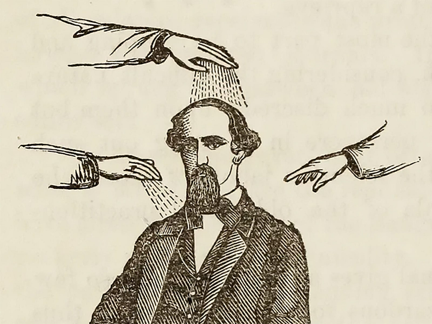 1898 image of vintage hands attending to a vintage man