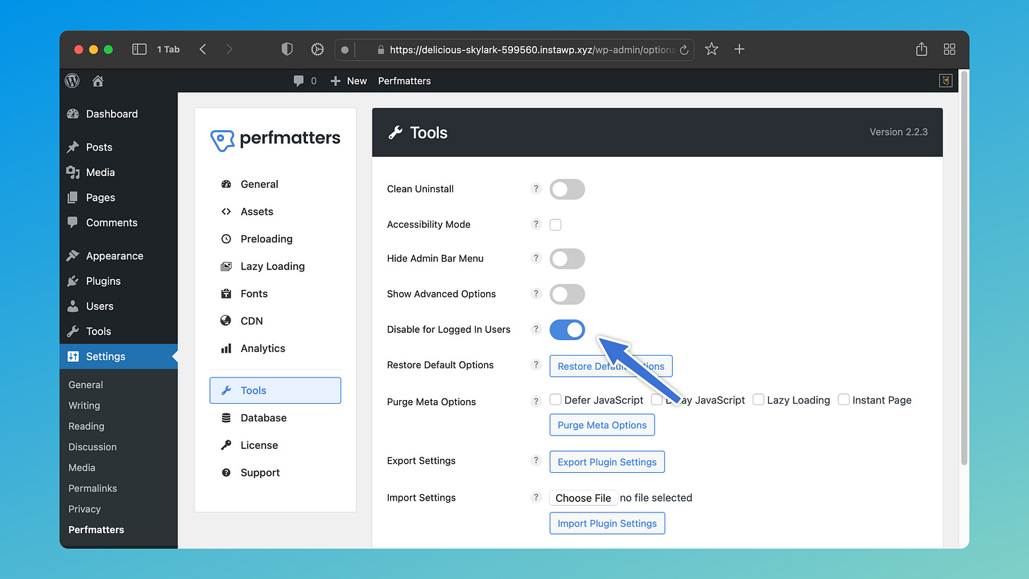 Perfmatters update