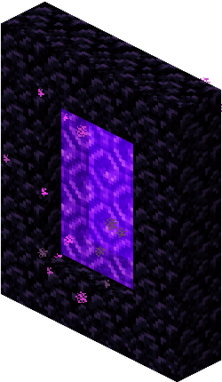 it looks like a portal in minecraft with purple flowers in it .