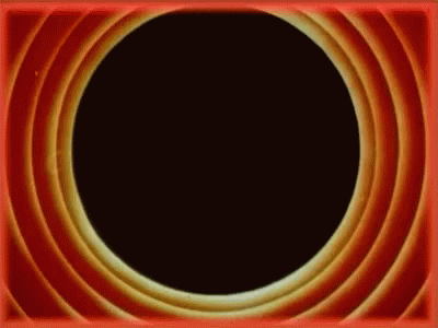 a red frame with a black circle in the middle of it