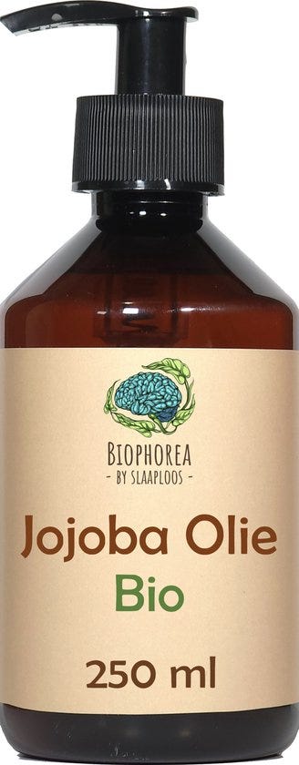Slaaploos Jojoba Olie - 250ml - 100% Puur Biologisch Koudgeperst - Biophorea Jojobaolie - Basisolie voor etherische oliën, Haar & Gezicht