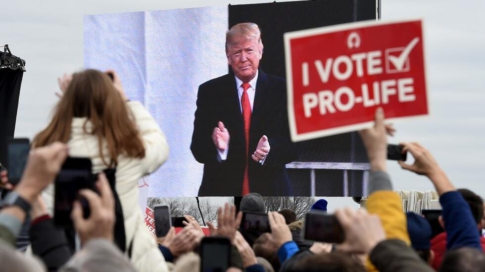 Trump calls himself 'defender of unborn children' at anti-abortion rally