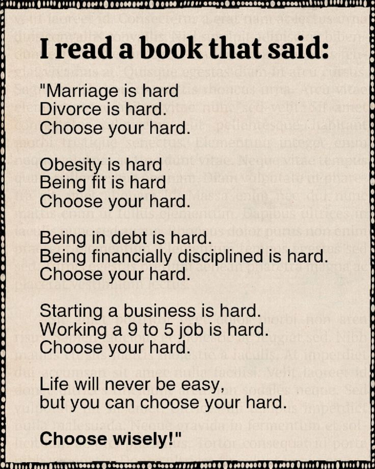 This may contain: a book that says i read a book that said marriage is hard choose your hard