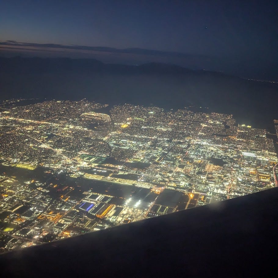 Los Angeles at night from an Airplane Los Angeles at night from an Airplane