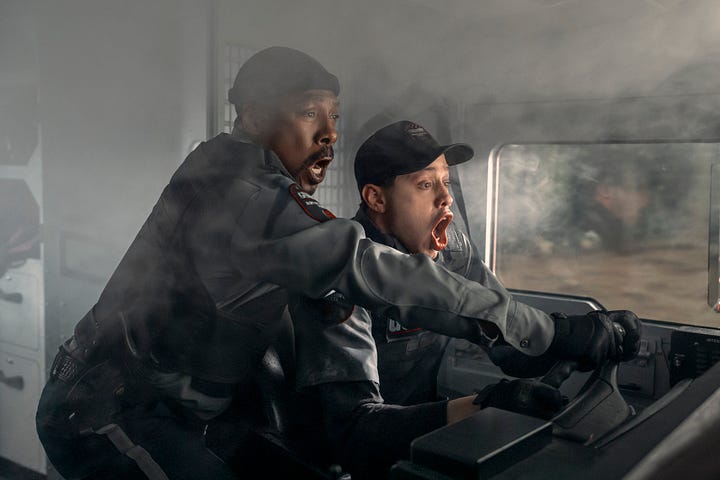 Stills from the new release films Freakier Friday, Weapons, The Friend, Riviera Revenge and The Pickup.