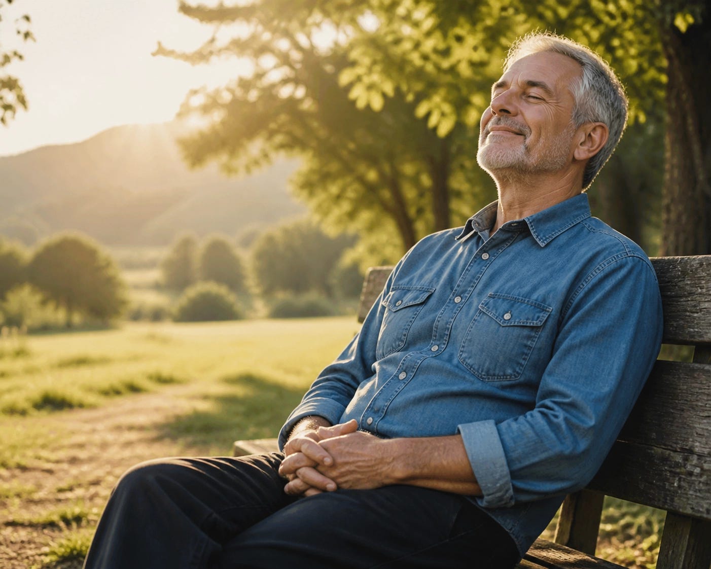 A man resting peacefully outdoors, reflecting the quiet grace and rest found in the finished work of Christ.