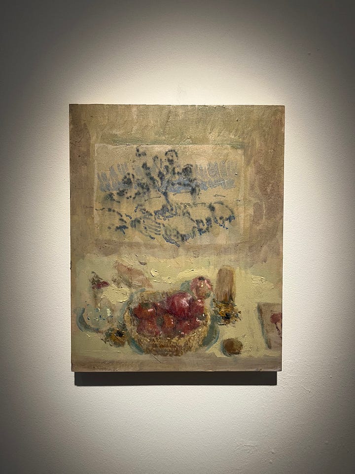 Paintings by Sebastián Espejo and Pierre Bonnard, also prints by Hokkusai and Hiroshige, and an image of the lower gallery